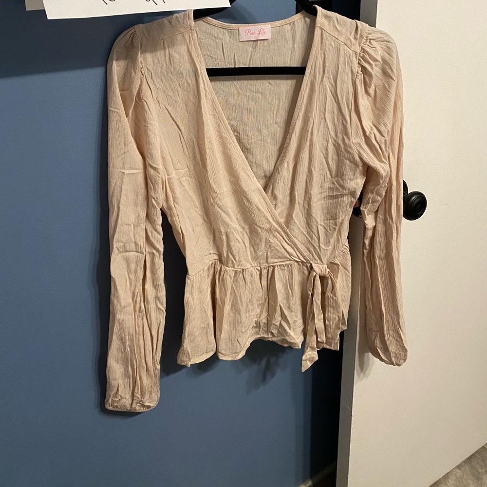 Pink Lily wrap tie top